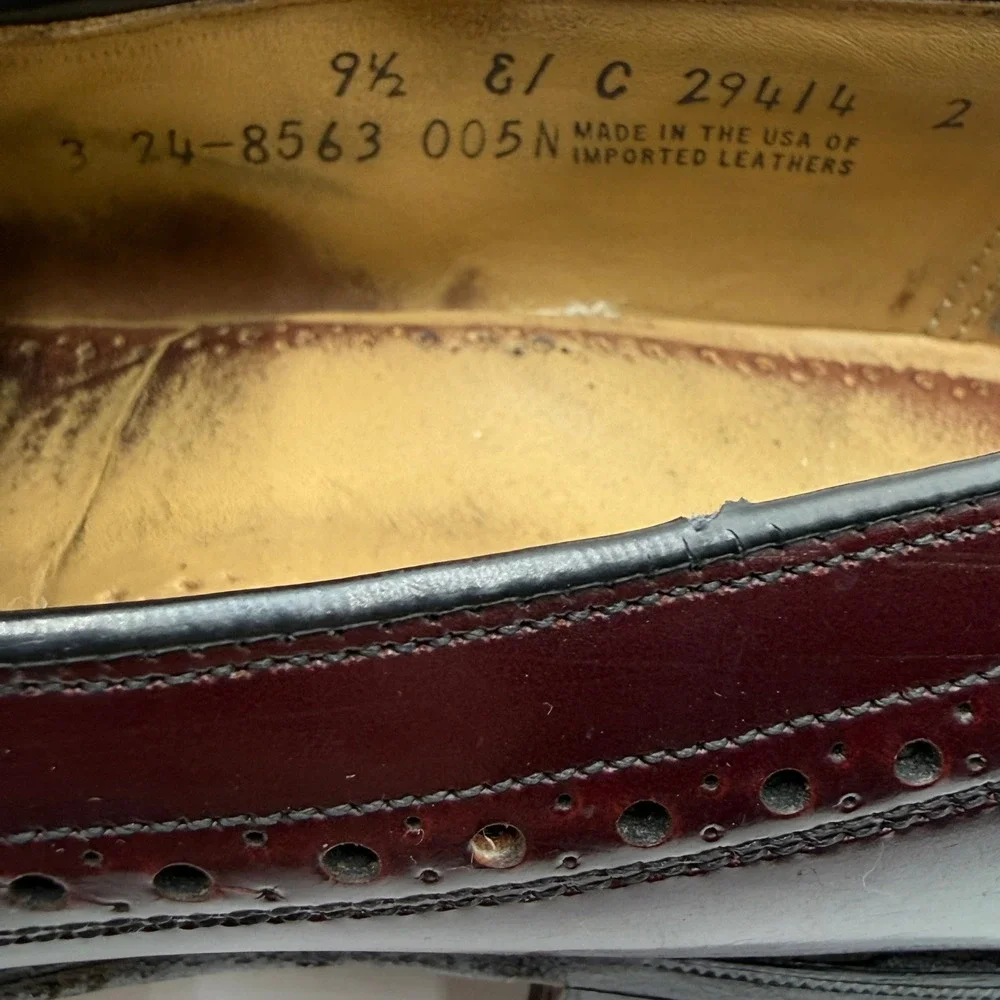 Johnston & Murphy Loafers Aristocraft Wingtip Tassel Burgundy Leather Mens 9.5 C